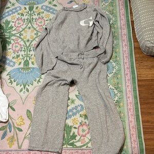 Neutral Gray Knit Lounge Set Grove the brand Logo SET